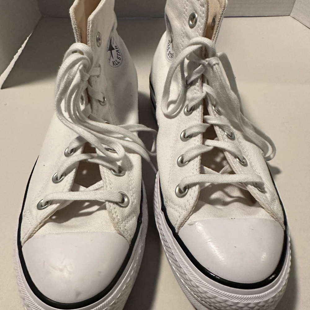 Woman’s White High-Top Sneakers size 9.5 wedge